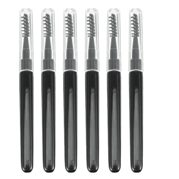 Eyelash Brush with Lid for Women Ergonomic Eyebrow Comb 6pcs Black Plastic