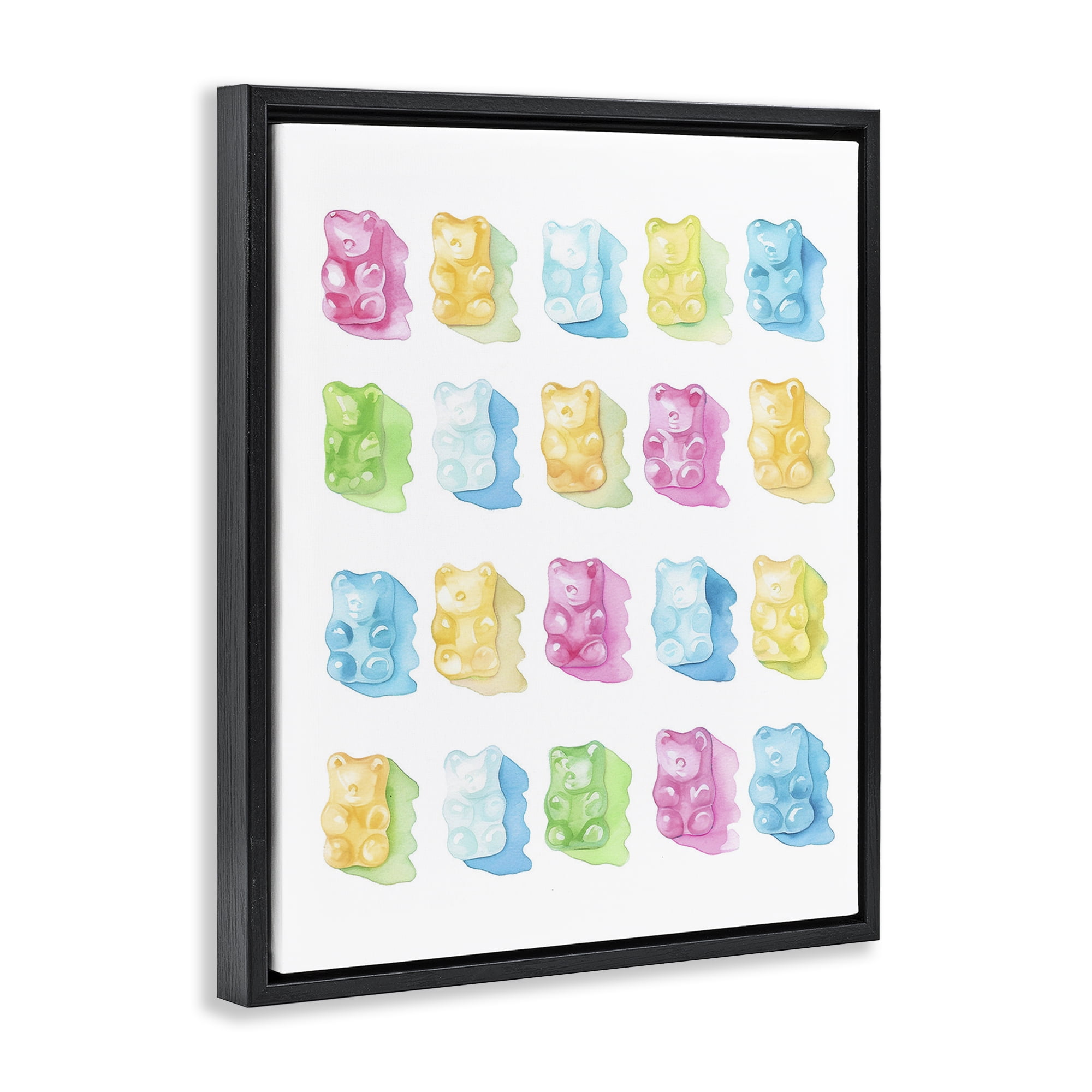 Pastel Candy Bears Collection Black Framed Floater Canvas Wall Art, design by Lil' Rue