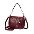 thumbnail image 3 of 3xBolso Hobo Para Mujer De Piel Sintética, Informal, De Gran Capacidad, Ligero, Bolso De Hombro, Color Rojo Oscuro, 3 of 8