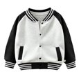 thumbnail image 3 of GiLiling Boys Girls Baseball Jacket School Uniform Fleece Coats Lightweight Jackets Kids Preppy Trendy Tops Long Sleeve Causal Coat (Black, 6-12 Months), 3 of 6