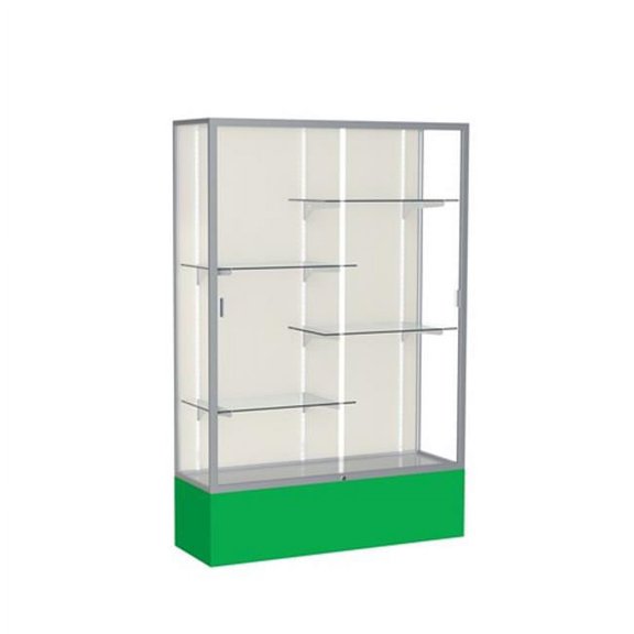Waddell 374PB-SN-KG Spirit 48 x 72 x 16 in. Kelly Green Base Floor Display Case with 4 ft. Length, Plaque Back - Satin