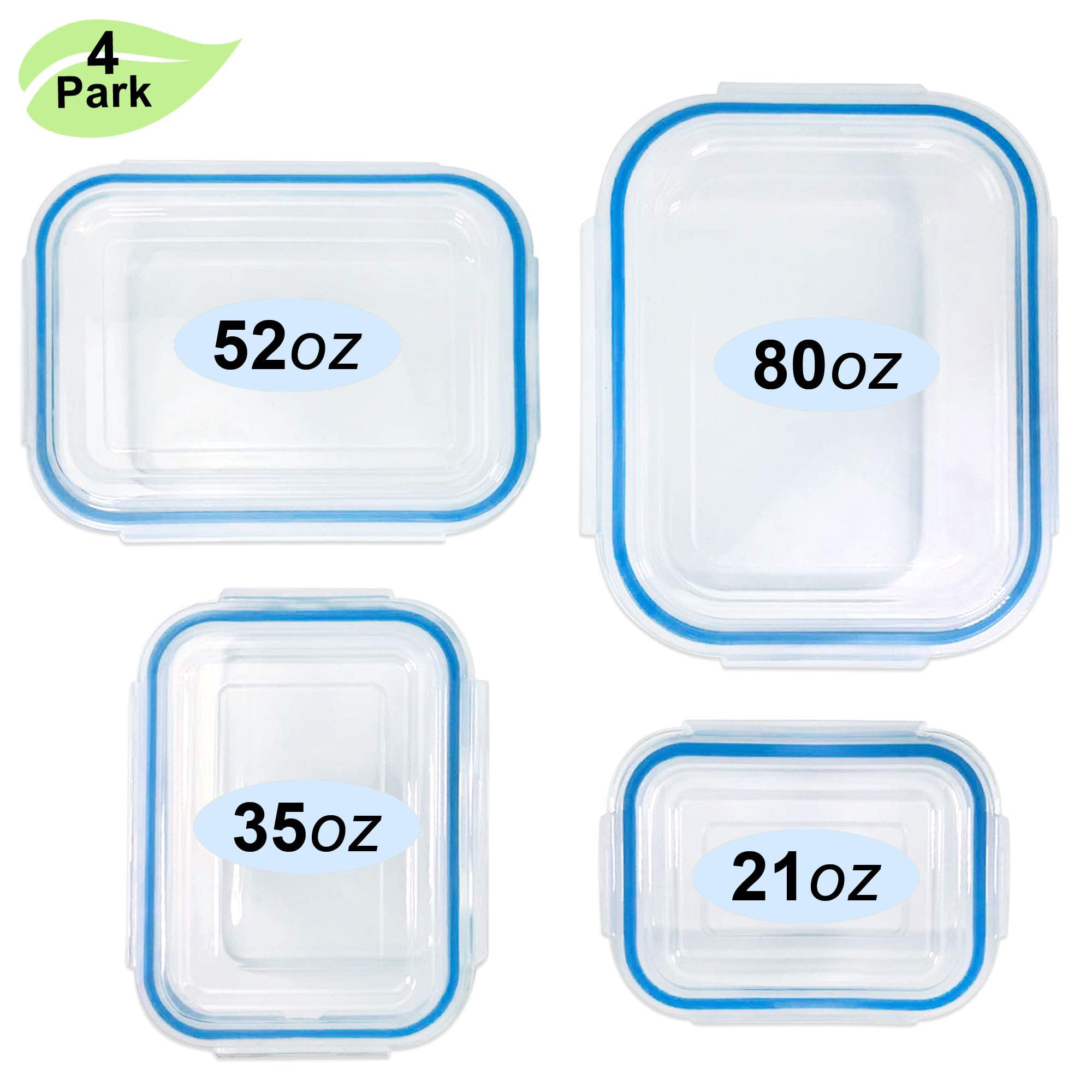  Large Glass Food Storage Containers 4 Pc (2700ML/ 91