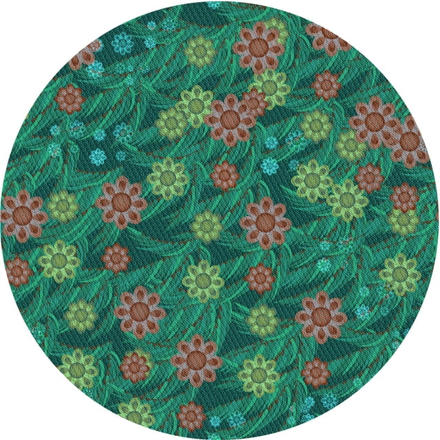 Ahgly Company Machine Washable Indoor Round Transitional Light Sea Green Area Rugs, 8' Round