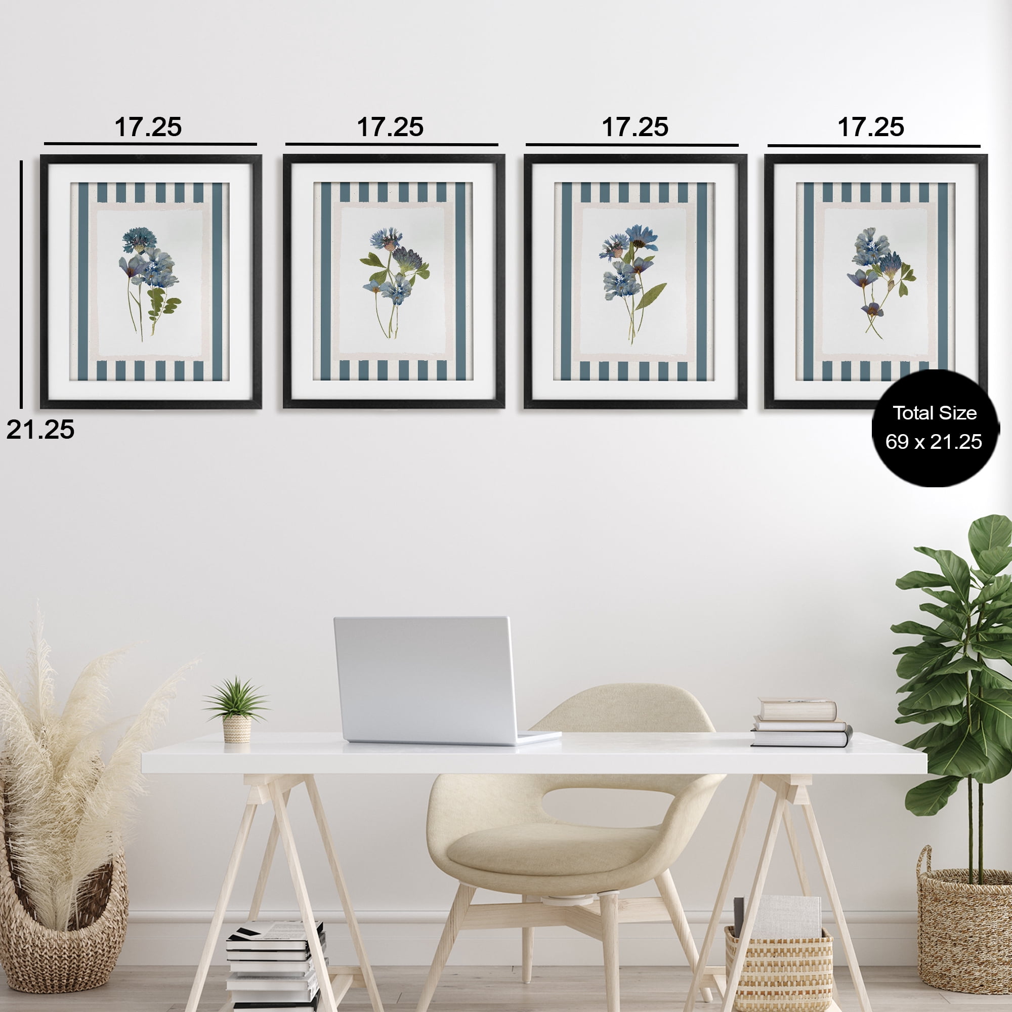 Stupell Industries Summer Memory Florals 4 Piece Black Framed Print Under Glass Set, design by Val Rhodes