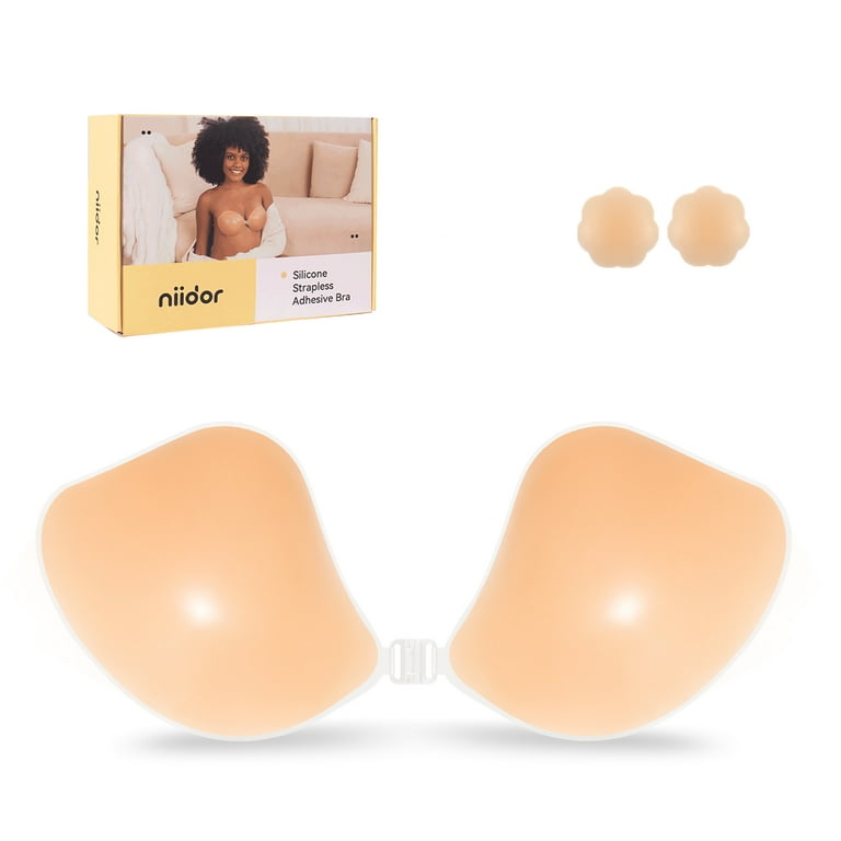 Niidor Adhesive Silicone Bra, Reusable Backless Strapless Breast