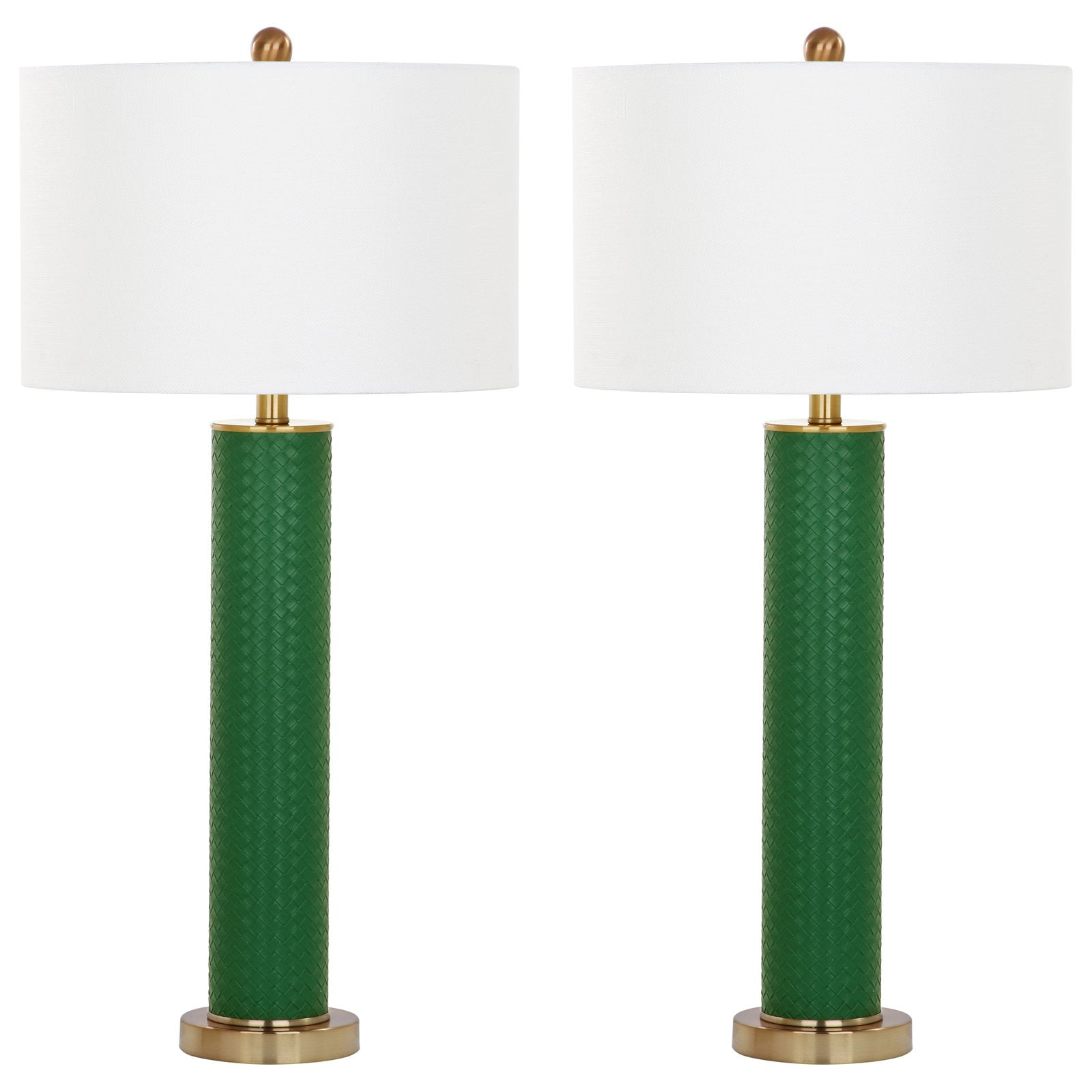 Safavieh Lighting Collection Ollie Dark Green Faux Woven Leather 32 ...