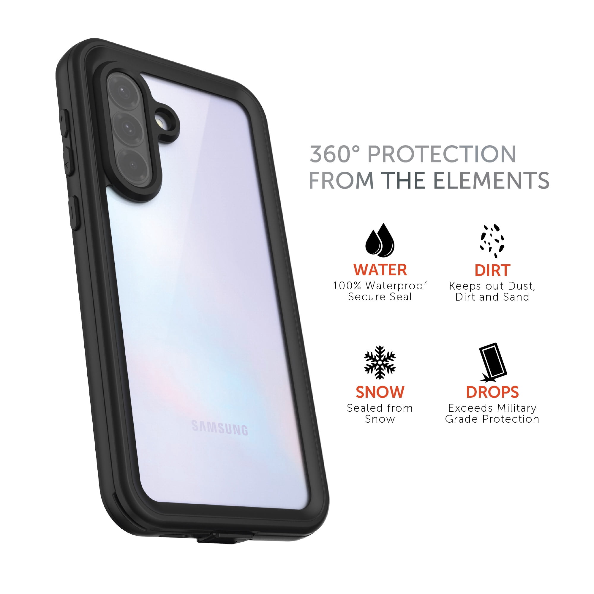 Body Glove Tidal Waterproof Phone Case for Samsung A37 5G / A36 5G - Black/Clear