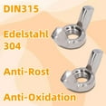thumbnail image 3 of Écrous à Ailes M6 Haute Résistance, Taille Polyvalente pour Besoins Divers de Projets, Écrous en Acier Inoxydable Finition Lisse avec Classe de Filetage Unc-2b, Lot de 5, 3 of 7