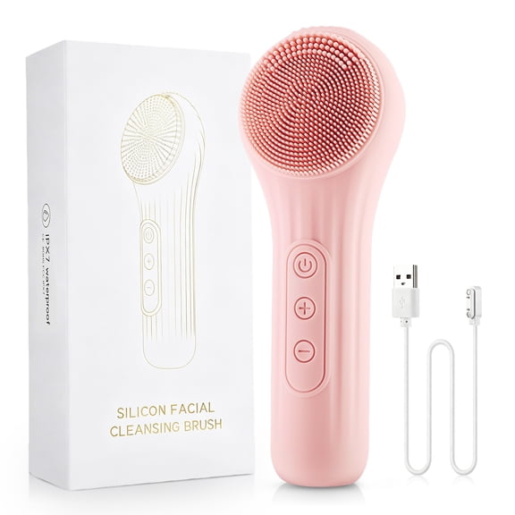 Silicone Face Scrubber, Facial Cleansing Brush with 6 Vibration Levels, 2-in-1 Face Scrubber for Women Men