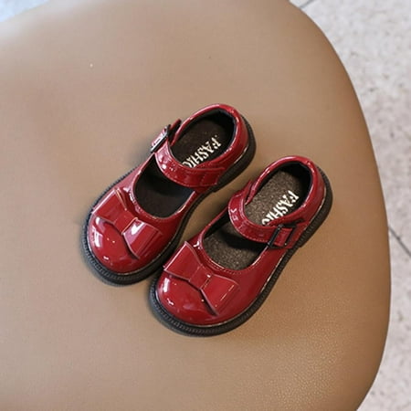 

Baby Girl Mary Jane Flats Children s Leather Shoes Bowknot Bright Leather Princess Shoes Fashion Little Girl Soft-soled Party Shoes for Kid Toddler
