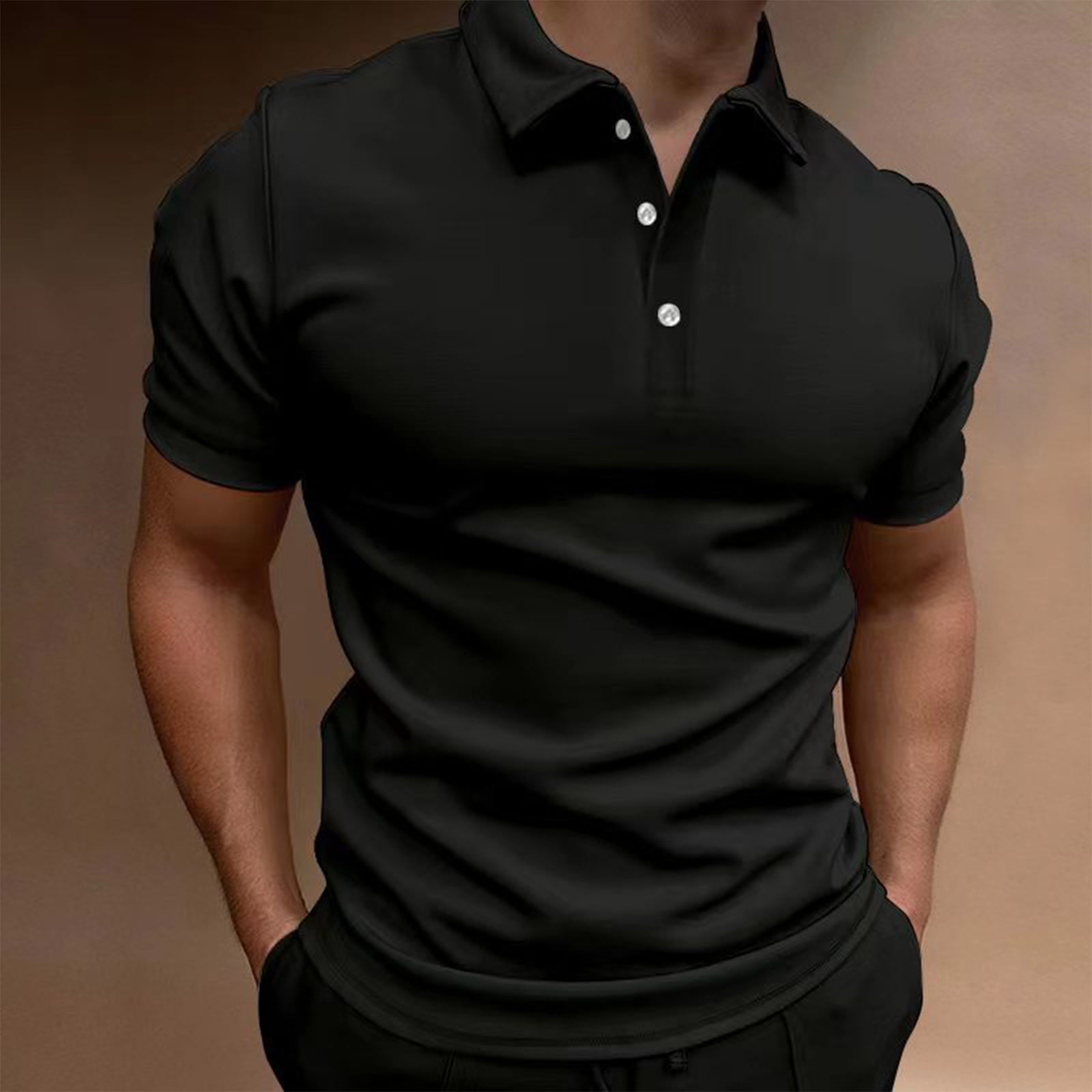 lcziwo Men's Short Sleeve Zipper Polo Shirts Casual Slim Fit Solid