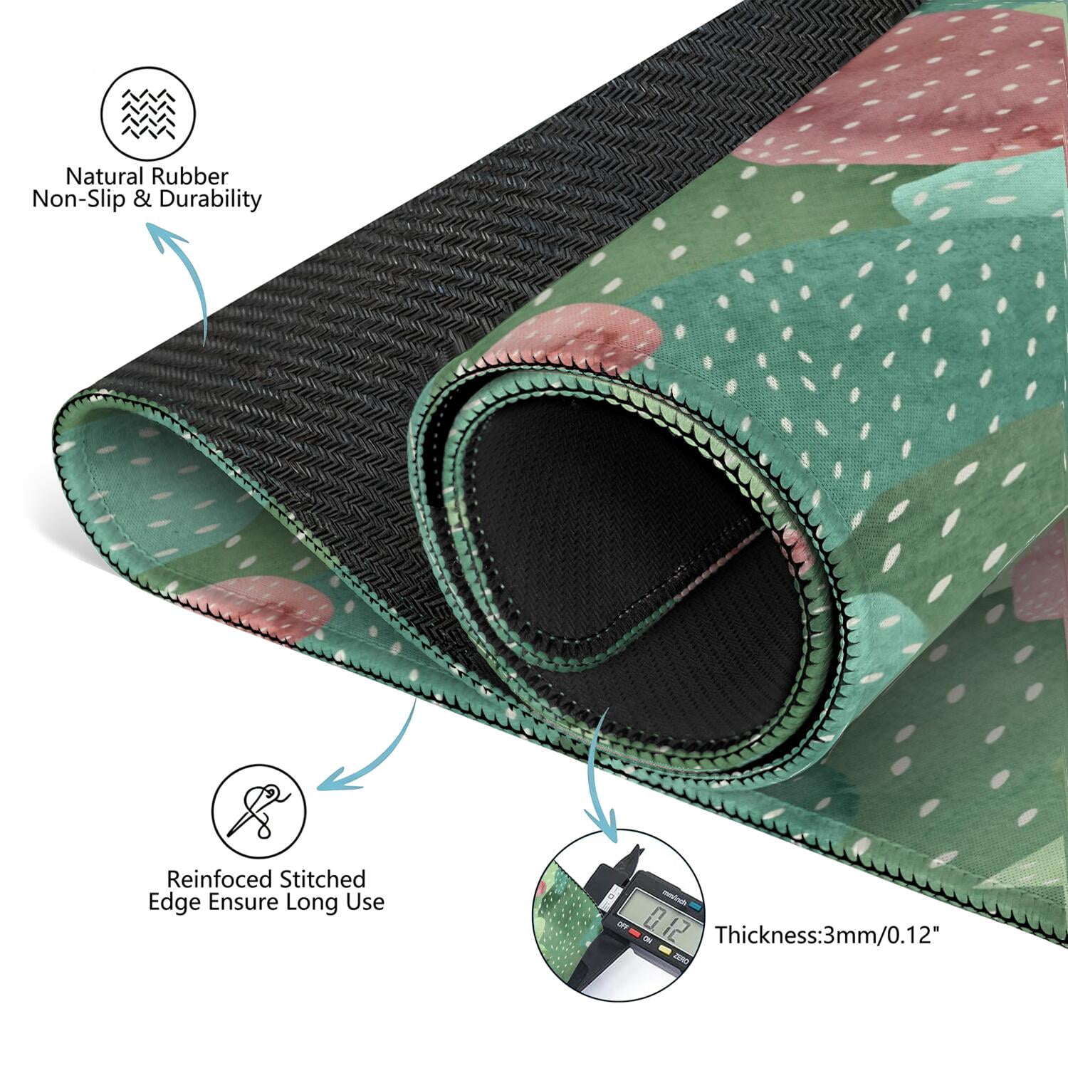 31.5 Inch Botanical Style Game Table Pad Crafted from Premium Rubber Material with Anti-Slip Grip Surface and Noise Dampening Features for Multi-Game Activities