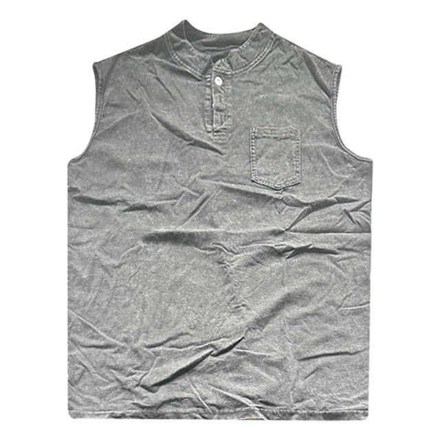 Men Sleeveless Button Up Tank Top for Athletic Gym Workouts Running Beach Summer Comfort Wear