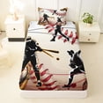 thumbnail image 3 of Castle Fairy Sport Baseball Twin Sheets 3pcs, Ball Gamer Bedding, Black White,1 Fitted Sheet, 1 Flat Sheet and 1 Pillowcase, 3 of 6
