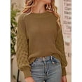 thumbnail image 3 of Franhais Women Cute Sweaters Solid Color Lantern Long Sleeve Pullover Basic Tops Knitwear for Fall Warm Streetwear, 3 of 7