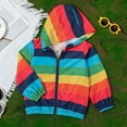 thumbnail image 2 of Yindaity Toddler Girl Boy Spring Fall Windbreaker Zipper Letter Print Baby Hooded Outwear Windproof Jacket Lightweight Coat with Pockets(Multicolour,7-8 Years), 2 of 9