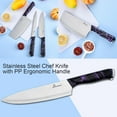 thumbnail image 6 of Kitchen Knife Set, 8-Pieces Purple Textured Kitchen Knife Block Set, Sharp Stainless Steel Chef Knife with PP Ergonomic Handle, Cooking Knife Set for Cutting Meat Vegetable, 6 of 7