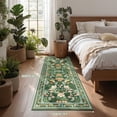 thumbnail image 4 of Findosom 2'x6' Washable Runner Rug for Hallway,Non Slip Floral Laundry Runner Rugs,Low Pile Faux Wool Floor Mat Stain Resistant Carpet Runner Rug for Bedroom Kitchen Living Room Entrance,Green, 4 of 8