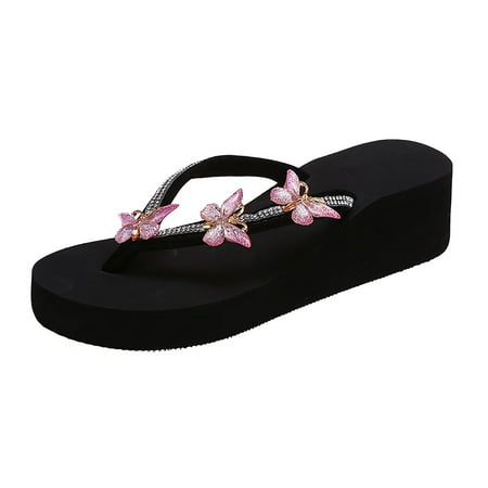

Womens Sandals Butterfly Slipsole Flip Flop Sandal Cloth Pink 40