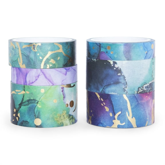 12 Packs: 6 ct. (72 total) Gilded Ink Washi Tapes Tube by Recollections