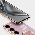thumbnail image 3 of Compatible with Rose Gold Galaxy S23 Plus Case for Women Girls Kickstand Ring Holder 360 TPU Rotation Ring Case with Stand Plating Edge Work with Magnetic Mount Slim Luxury Case, Gray, 3 of 9