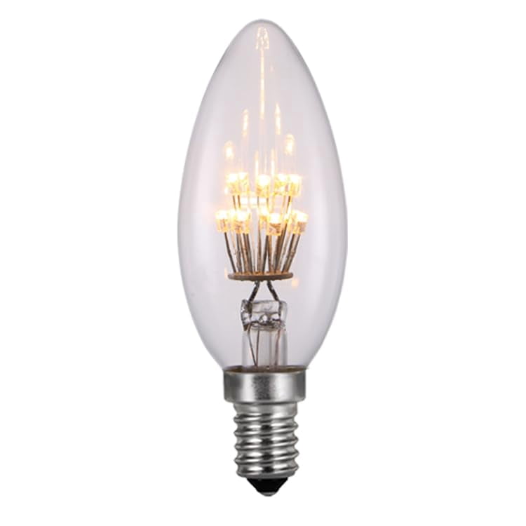 Diodesy- Pack of 6 CTC/LED/SF/1W/CL/23K LED Vintage Star Light Bulb, Filament Candelabra E12 Base, 1W, Replacement for Chandelier CTC Incandescent Bulb, 2300K Warm White, B11 Clear Finish, UL Listed