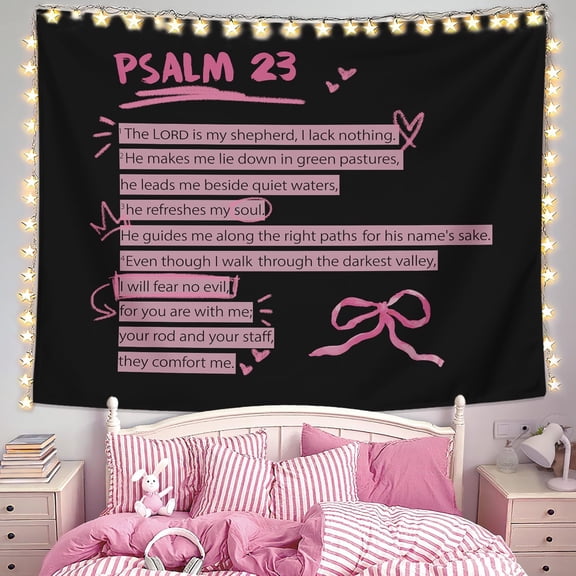 Pink Black Christian Tapestry Aesthetic Art Bible Verses Wall Hanging Home Dorm Bedroom Decor Birthday Gift 50x60 Inch