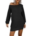 thumbnail image 1 of PMUYBHF Robe Chandail d'Automne à Hiver pour Femmes Robe Chandail Épaules Dénudées Tricotée Longs Pulls Robes Chandail pour Femmes 2024 Robe Tendance pour Femmes, 1 of 5
