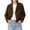 Brown, variant on Women’s Cropped Wool Blend Coat Lapel Collar Double Breasted Button Jacket, Loose Casual Pea Coat Outerwear with Pockets