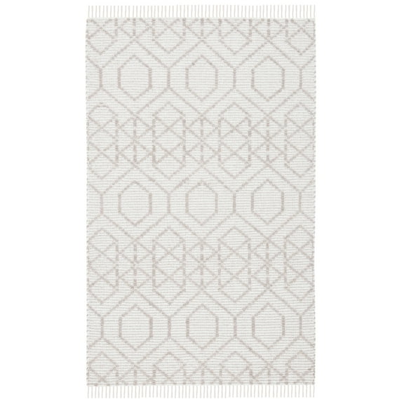 SAFAVIEH Montauk Lars Geometric Cotton Area Rug, Brown/Beige, 4' x 6'