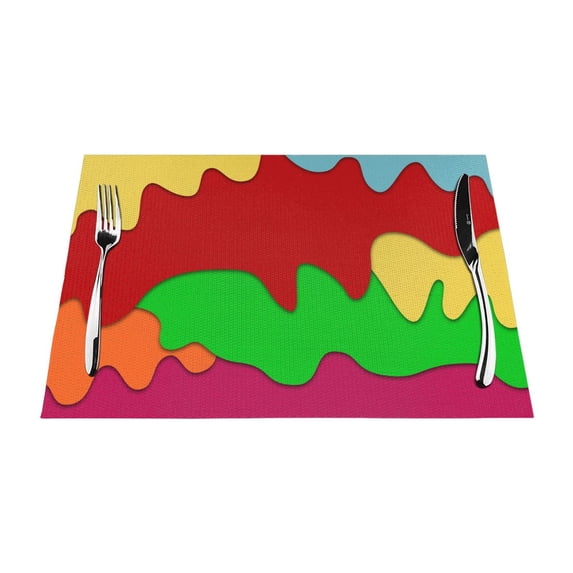 YFYANG Washable Heat-Resistant Placemats, 70% PVC/30% Polyester, Abstract Curve Texture Kitchen Table Mat, 12" x 18" 6 Piece