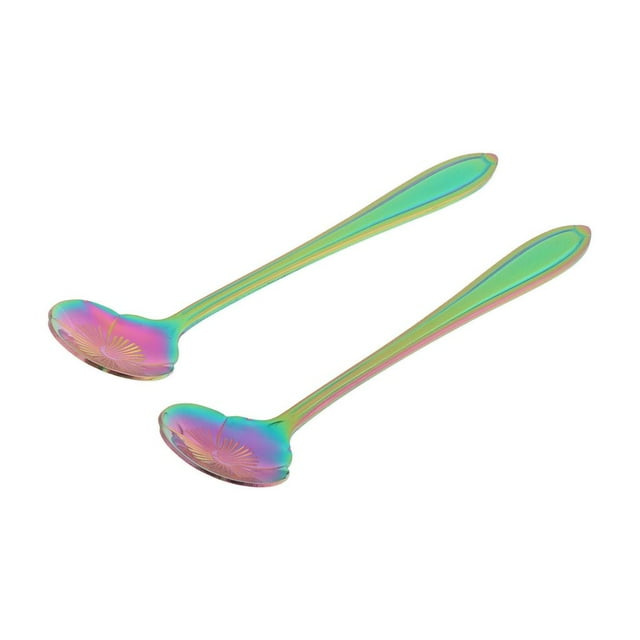 Espejo De La Manija De Las Cucharas Del Acero Inoxidable Del Pétalo Pulido Para 2Pcs Pensamiento