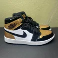 thumbnail image 1 of N I-K-E A i r-Jor-dan 1 High Retro Size 9.5 Golf Shoes Metallic Gold Toe DQ0660-002, 1 of 6