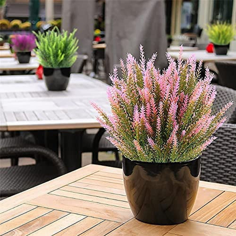 GRNSHTS Artificial Lavender Flowers 8pcs Fake Plants with Faux Plastic Wedding Bouquet for Home Party Wedding Balcony Garden Patio Outdoor Decoration (Pink,16pcs)