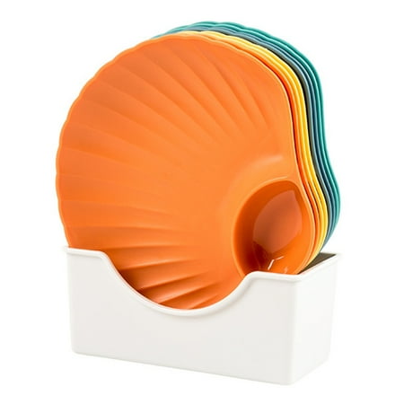 

Hloma 8Pcs/Set Stackable 2 Section Snack Plate Plastic Unbreakable Dessert Dish Household Supplies