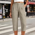 thumbnail image 2 of VBVC Women's Button Fly Cargo Capri PantsLightweight Cropped Jogger Trousers For Women,Ladies Summer Outdoor Sweatpants with Multi Pockets,Khaki,S-3XL, 2 of 9