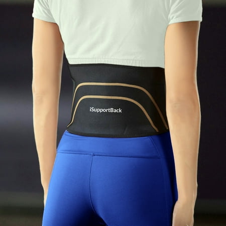 Front End Pro Brace - Back Brace Copper Compression Back Support for Men & Women. Adjustable Pro Series Copper Infused Back Wrap FREE Eyeglass Pouch by iSupportBack (Large Waist 39