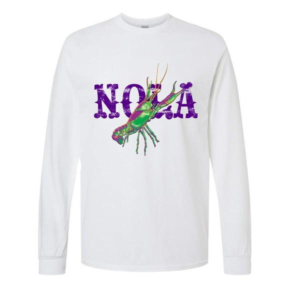 Inktastic Nola Mardi Gras Crayfish in Purple Long Sleeve T-Shirt