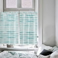 thumbnail image 4 of Teal Striped Kitchen Curtains 54 Inch Length, Farmhouse Curtains & Drapes, Watercolor Teal White Stripes Rod Pocket Window Curtains for Living Room/Bedroom/Bathroom, 42" x 54", 2 Panels, 4 of 5