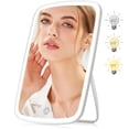 thumbnail image 4 of Rechargeable Travel Lighted Makeup Mirror, Rechargeable Desk Vanity Mirror, Touch Screen, Brightness Adjustable, Portable Compact Cosmetic Mirror for Women, White, 4 of 8