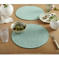 thumbnail image 4 of Martha Stewart Woven Water Resistant Lindos Fabric Placemat Set 6-Pack, 15" Round, Aqua, 4 of 10