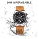 thumbnail image 5 of Lige Reloj Hombre Multifunción Cuero Reloj Cuarzo Cronógrafo Correa Marrón Bisel Plateado Fondo Negro, 5 of 8