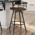 thumbnail image 3 of Amisco Denton 29.88" Distressed Wood Swivel Bar Stool in Dark Brown, 3 of 3