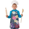 thumbnail image 2 of Pioneer Flower Floral Print Pattern Kids Aprons for Girls and Boys,Adjustable Neck Strap Toddler Aprons for Kids Cooking Baking, 2 of 7