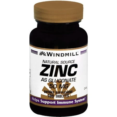 A-ok Natural - 2 Pack - Windmill Zinc 50 mg Tablets Natural Source 100 Tablets