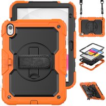 Allytech Shockproof Case for Apple iPad 11th 10th Gen 10.9 " with Build In Screen Protector, Rugged Rotating Stand Shoulder Strap Pencil Holder Bumper Kids Case for Apple iPad 10.9" 2025 2022