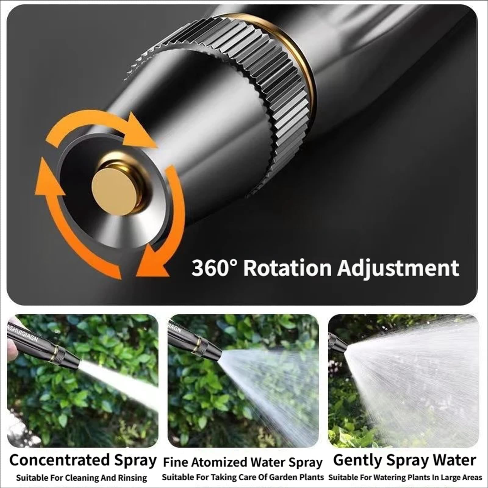 Home High-Pressure Car Wash Water Gun with Booster Nozzle and Hose, 3-in-1 Portable Handheld Water Sprayer Nozzle, 3 Modes, for Watering Plants and Vegetables, and Car Washing
