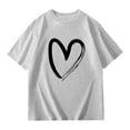 thumbnail image 5 of AWZXDE Kids Girls Letter Printed Short Sleeve T Shirt Oversized Casual Crewneck Tee With Heart Design For Valentine Day girls t shirts Grey，5-6 Years, 5 of 6