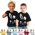 thumbnail image 6 of Zwiiyzr 2024 Toddler T-Shirt Bunny Face Doodle Easter Spring Time Flowers Great Gift Idea Easter Eggs Candy Basket Rabbit Cotton Tail Light Blue-130, 6 of 6