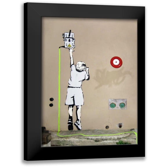 Anonymous (attributed to Banksy) 12x14 Black Modern Framed Museum Art Print Titled - Boy – North 6th Avenue, NYC (graffiti attributed to Banksy)